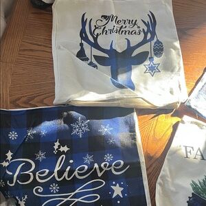 Merry Christmas Blue and White pillow Cover